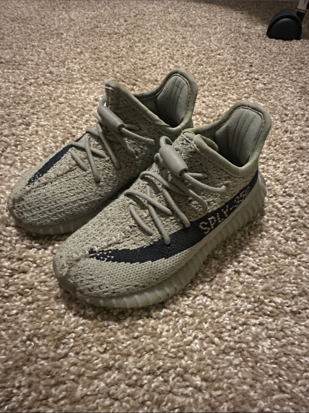 Yeezy Kids grey and black Knit Sneakers with Black Stripe